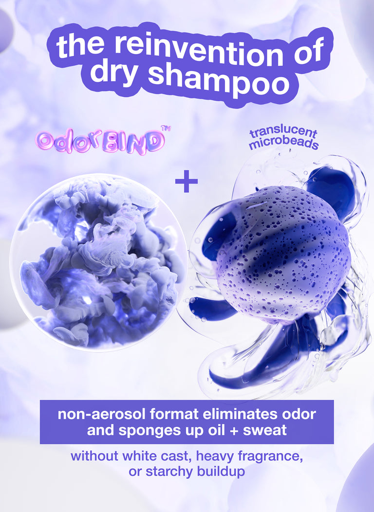 dry-shampoo-with-translucent-microbeads-and-text-highlighting-its-features-on-a-light-purple-background